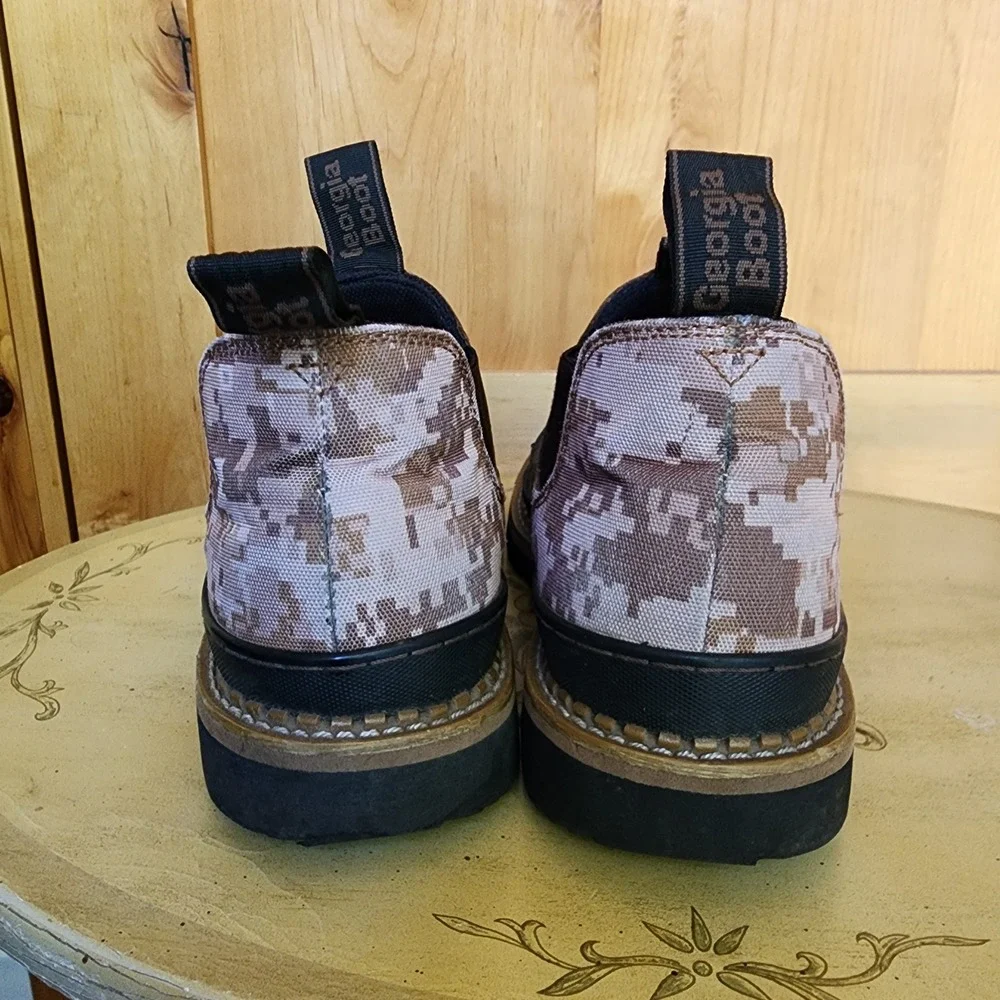 Georgia Boot Sz 11M Brown Leather Camo American Flag Romeo Work Boots GB00277
